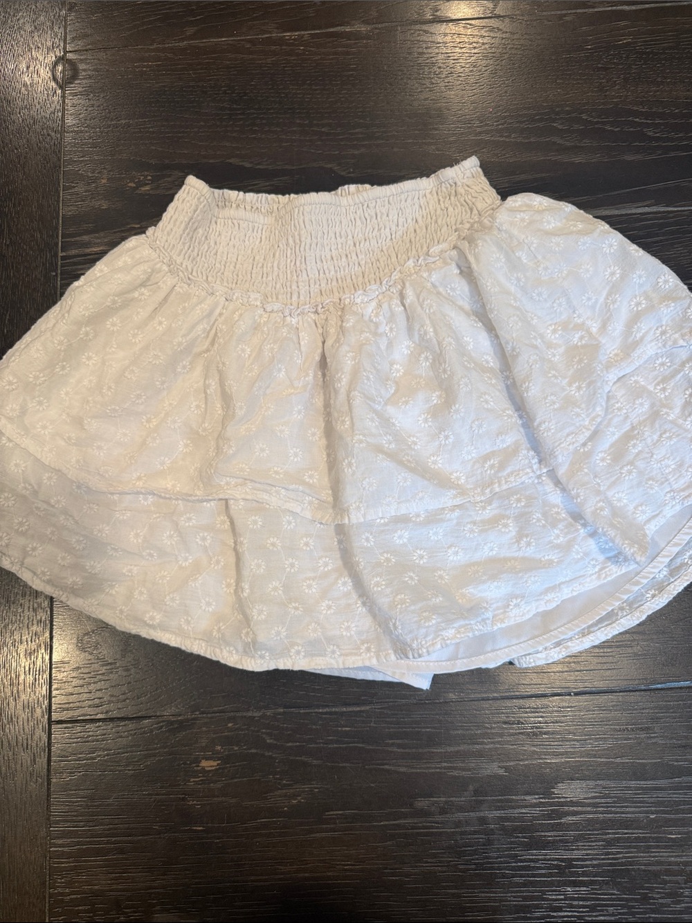 Hollister White Eyelet Smocked Circle Skirt